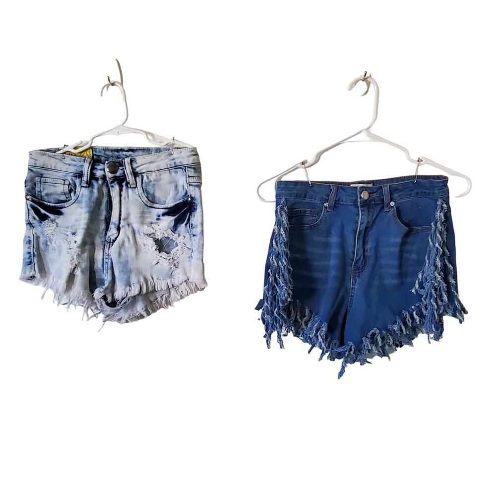 Set of 2 Machine and Denim Blvd Jean Shorts Women S Cutoff High Rise Distressed